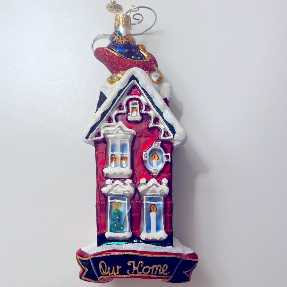 Christopher Radko Glass Rooftop Visitor "Our Home" Christmas Ornament